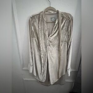 Maeve Taupe Velvet Blouse
